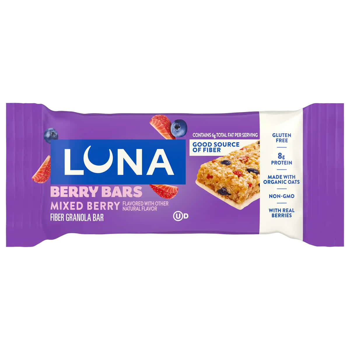 LUNA Berry Bars Mixed Berry Flavor Gluten Free Snack Bars, Non-GMO Protein Bars