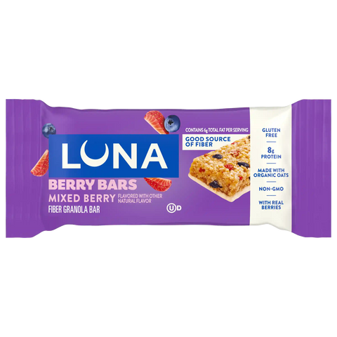 LUNA Berry Bars Mixed Berry Flavor Gluten Free Snack Bars, Non-GMO Protein Bars