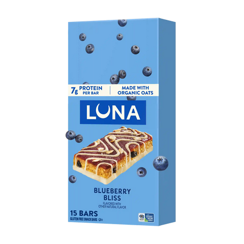 LUNA Bar Blueberry Bliss Flavor Gluten Free Snack Bars, Non-GMO Protein Bars
