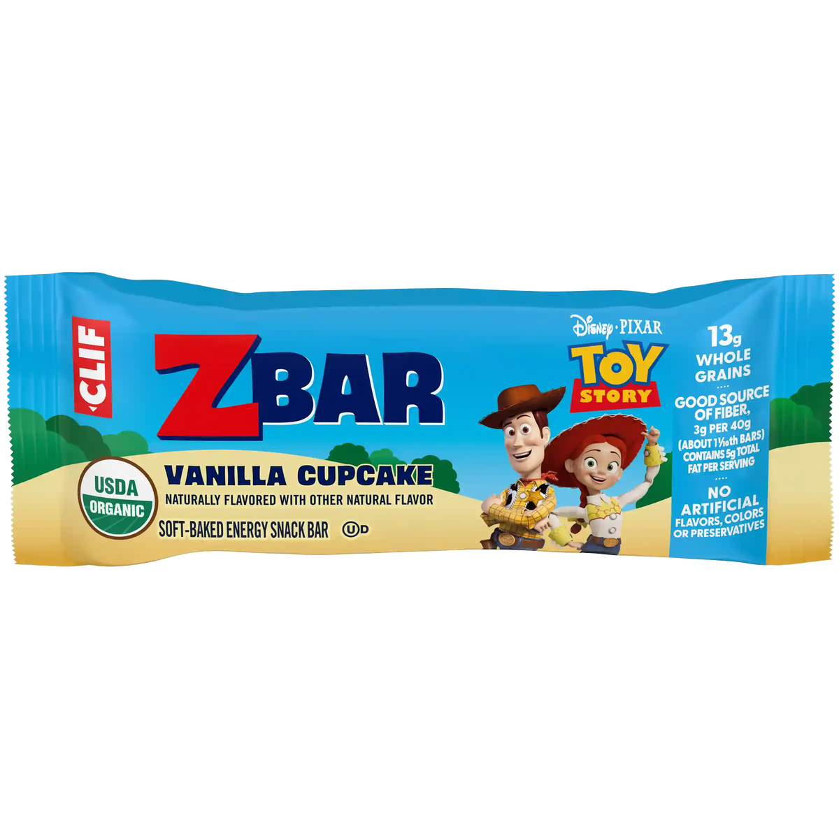 Zbar Toy Story - Vanilla Cupcake - Soft-Baked Energy Snack Bars - Non-GMO - 13g Whole Grains - USDA Organic Granola Bars (6 Pack)