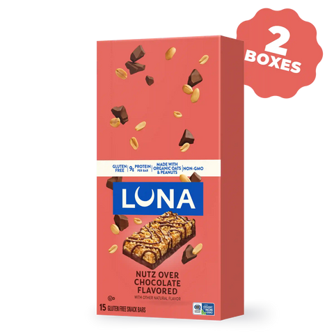 LUNA Bar Nutz Over Chocolate Flavor Gluten Free Snack Bars, Non-GMO Protein Bars