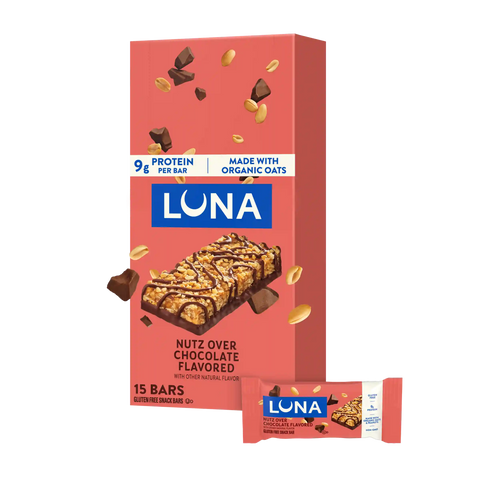 LUNA Bar Nutz Over Chocolate Flavor Gluten Free Snack Bars, Non-GMO Protein Bars