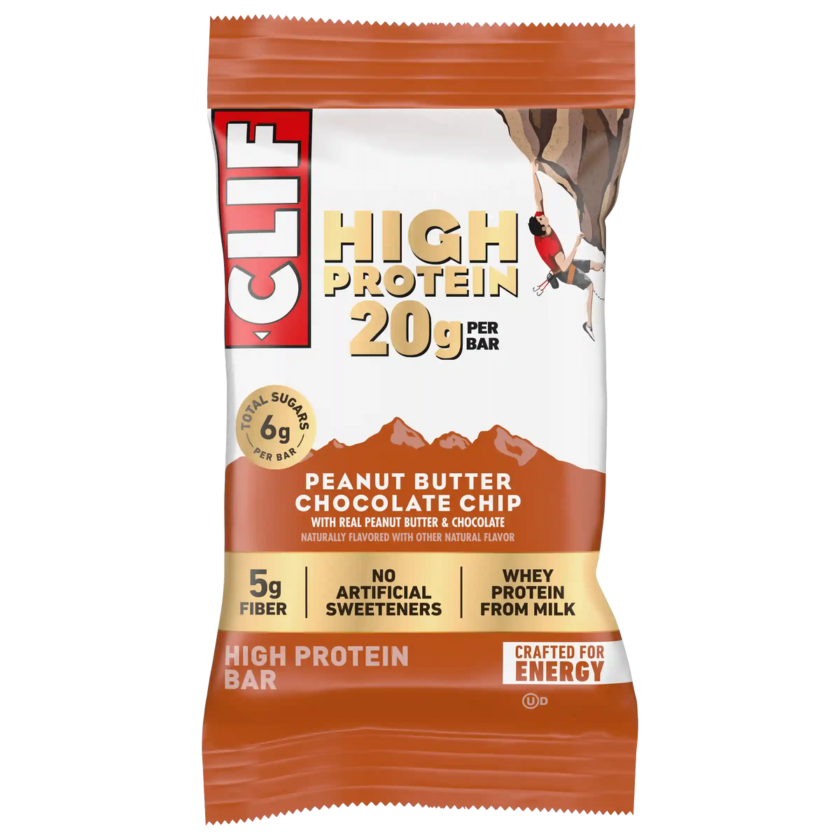 CLIF HIGH PROTEIN Peanut Butter Chocolate Chip Protein Snack Bars, 4 Bars