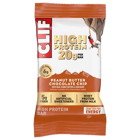 CLIF HIGH PROTEIN Peanut Butter Chocolate Chip Protein Snack Bars, 4 Bars