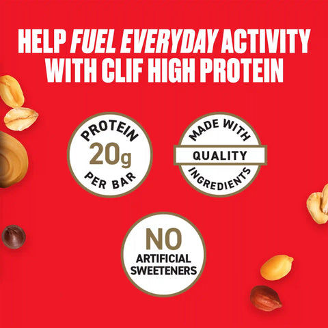 CLIF HIGH PROTEIN Peanut Butter Chocolate Chip Protein Snack Bars, 4 Bars