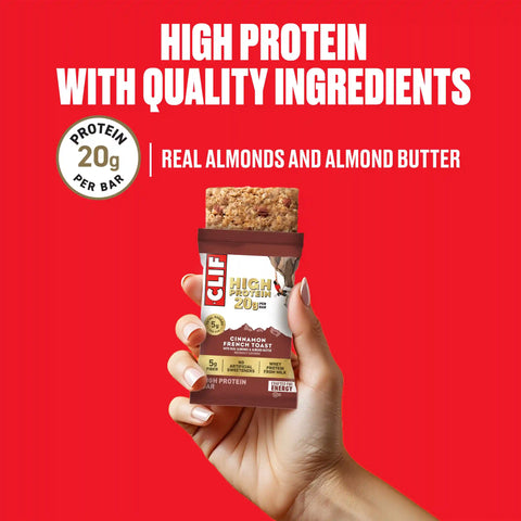 CLIF HIGH PROTEIN Cinnamon French Toast Protein Snack Bars, 4 Bars