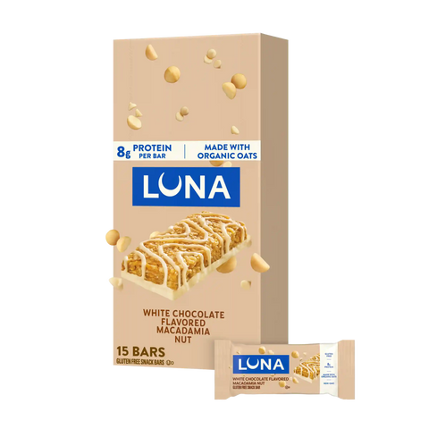 LUNA Bar White Chocolate Macadamia Flavor Gluten Free Snack Bar, Non-GMO Protein Bar
