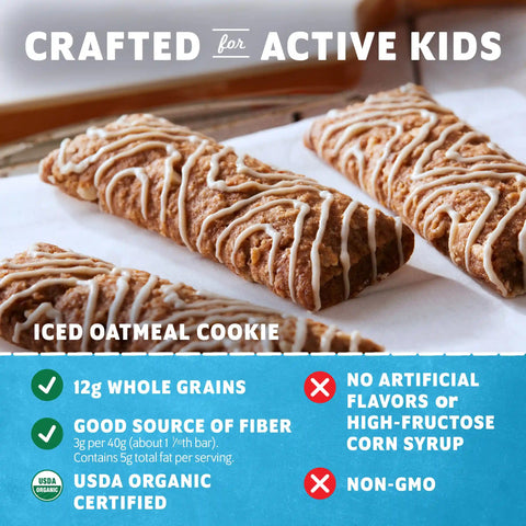 Zbar Iced Oatmeal Cookie Soft-Baked Energy Snack Bars, Organic Granola Bars